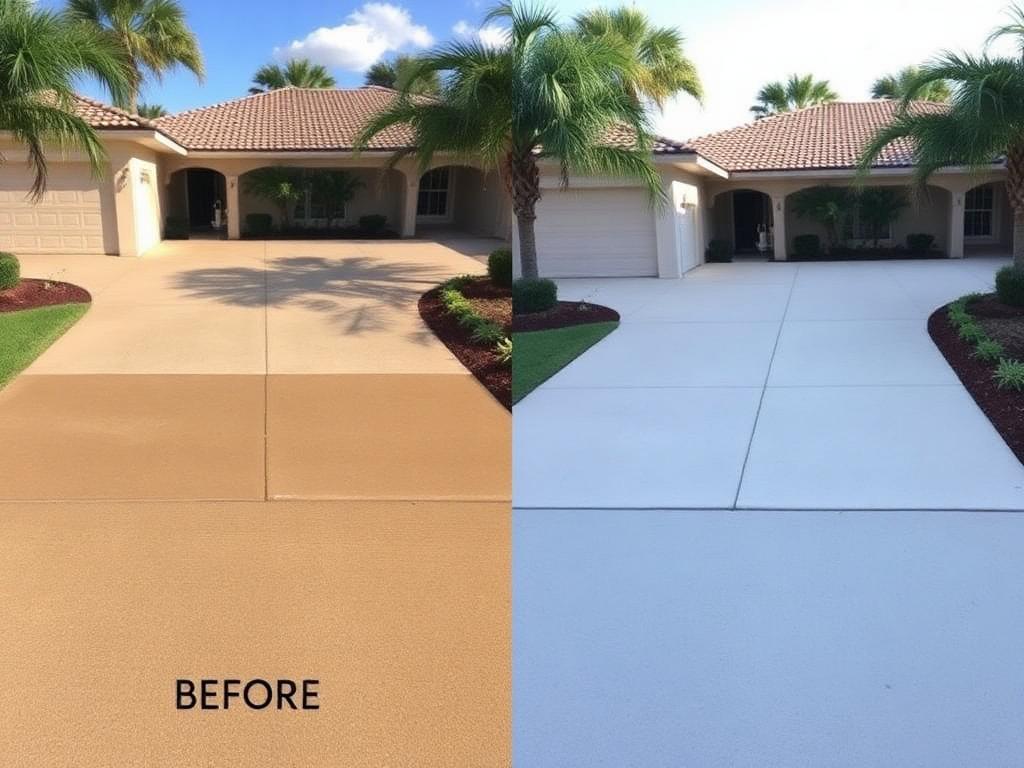 Before & after driveway pressure wash